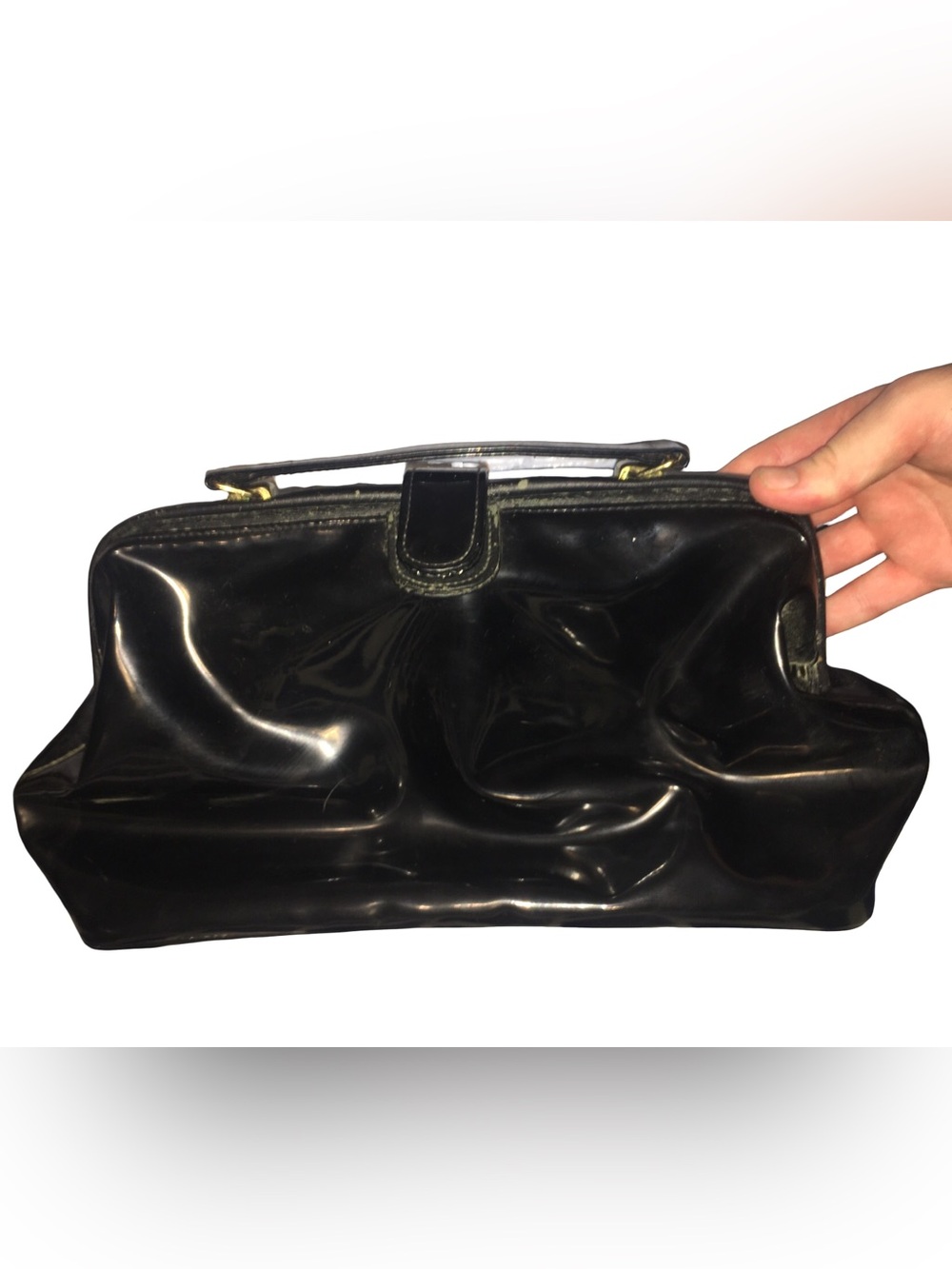 1960’s Vintage Classic Black Patent Top-Handle Women's Bag